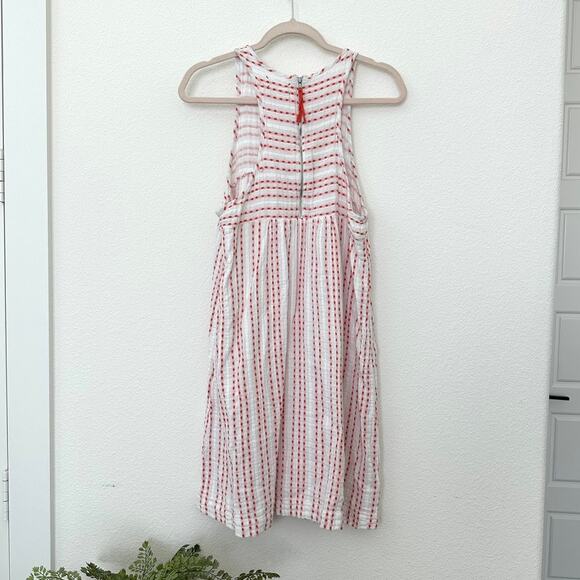 Lou & Grey Striped Sleeveless Dress with Orange Embroidered Dots, Size M - Picture 4 of 7
